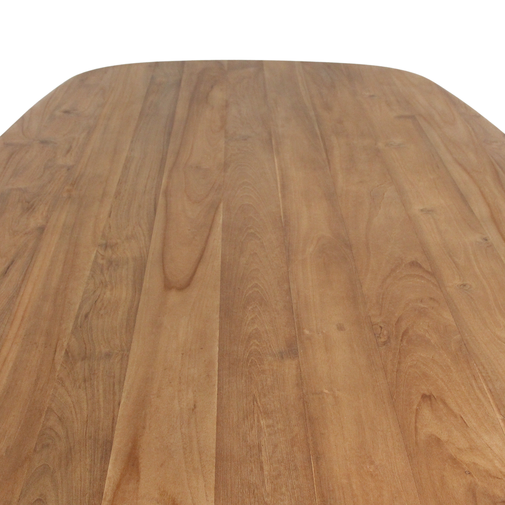 Table à manger en teck recyclé clair pieds arrondis – 200x100 cm
