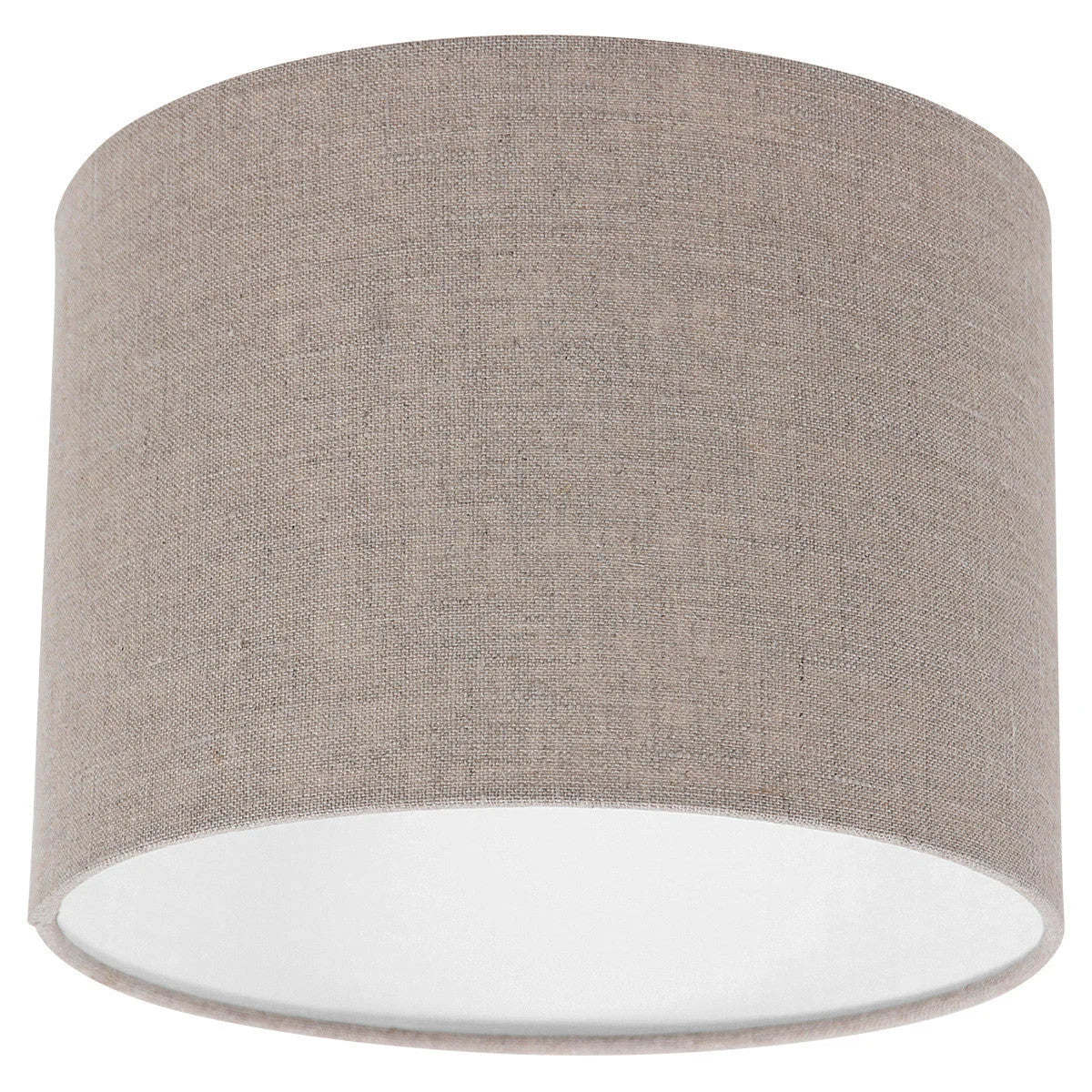 Abat-jour cylindrique en lin gris effet tissé pour lampe E27, Ø20 cm