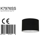 Abat-jour cylindrique en lin noir avec intérieur blanc, diamètre 40 cm