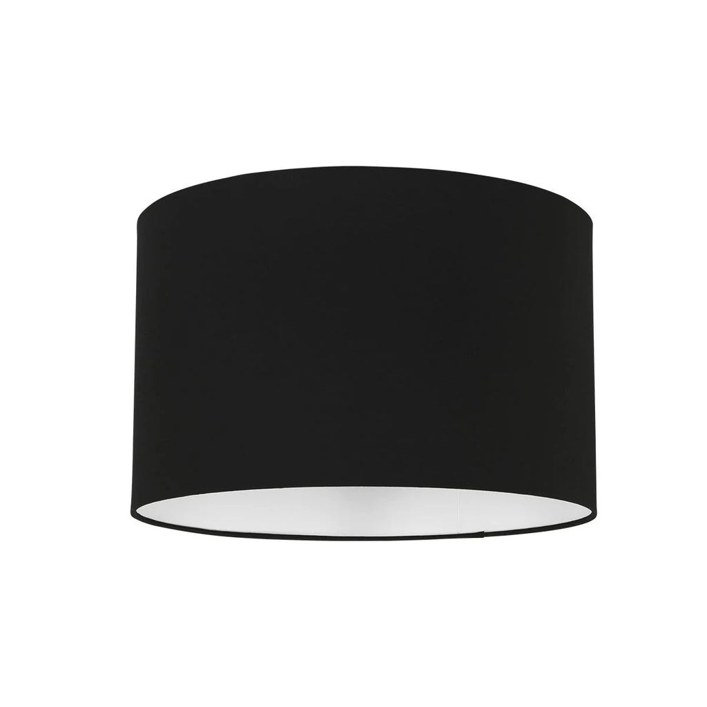 Abat-jour cylindrique en lin noir avec intérieur blanc, diamètre 40 cm