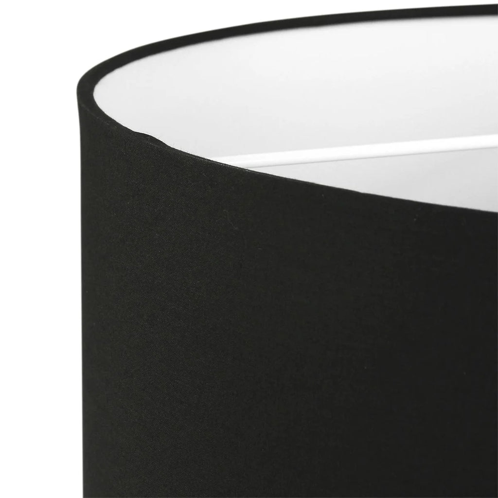 Abat-jour cylindrique en lin noir avec intérieur blanc, diamètre 40 cm