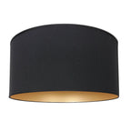 Abat-jour cylindrique en lin noir avec intérieur doré pour suspension Ø30 cm