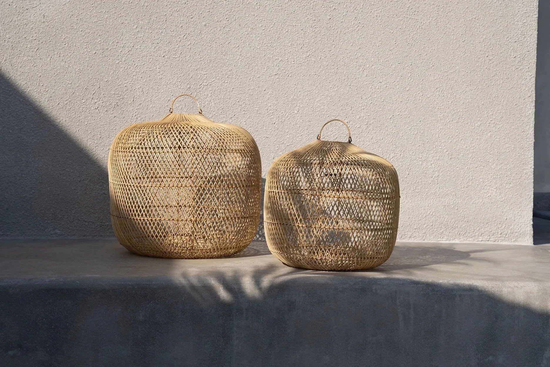 Abat-jour en rotin naturel 48 cm modèle Batu Bolong