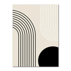 Art abstrait géométrique moderne sur toile canvas beige et noire pour salon