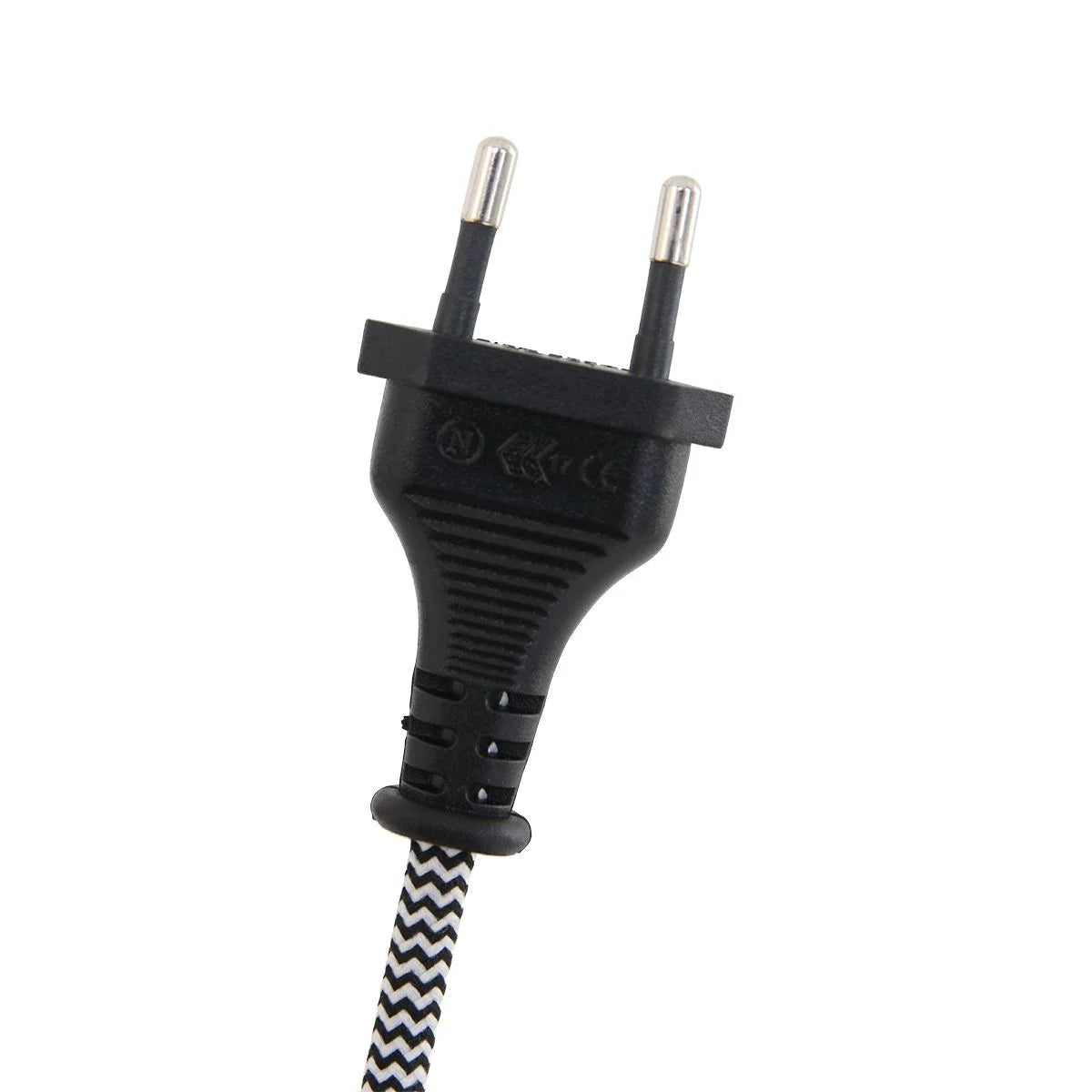 Prise électrique européenne noire avec cable à motif pour lampe Applique murale en bois naturel