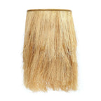 Jupe en paille naturelle à franges longues, bord tissé, H35 cm