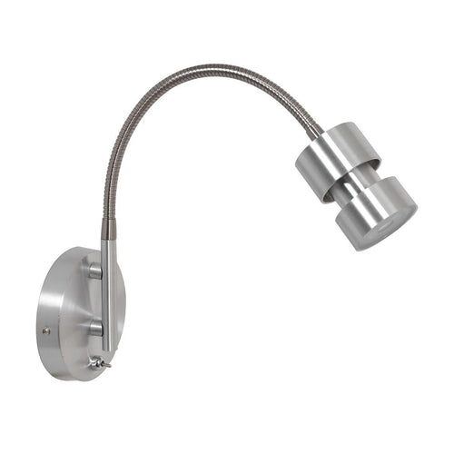 Applique murale en métal argenté avec tête orientable pour intérieur, H33 cm
