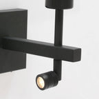 Applique murale métal noir avec abat-jour blanc et liseuse intégrée