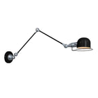 Applique murale en métal noir et argent avec bras articulé orientable, diamètre 10,5 cm