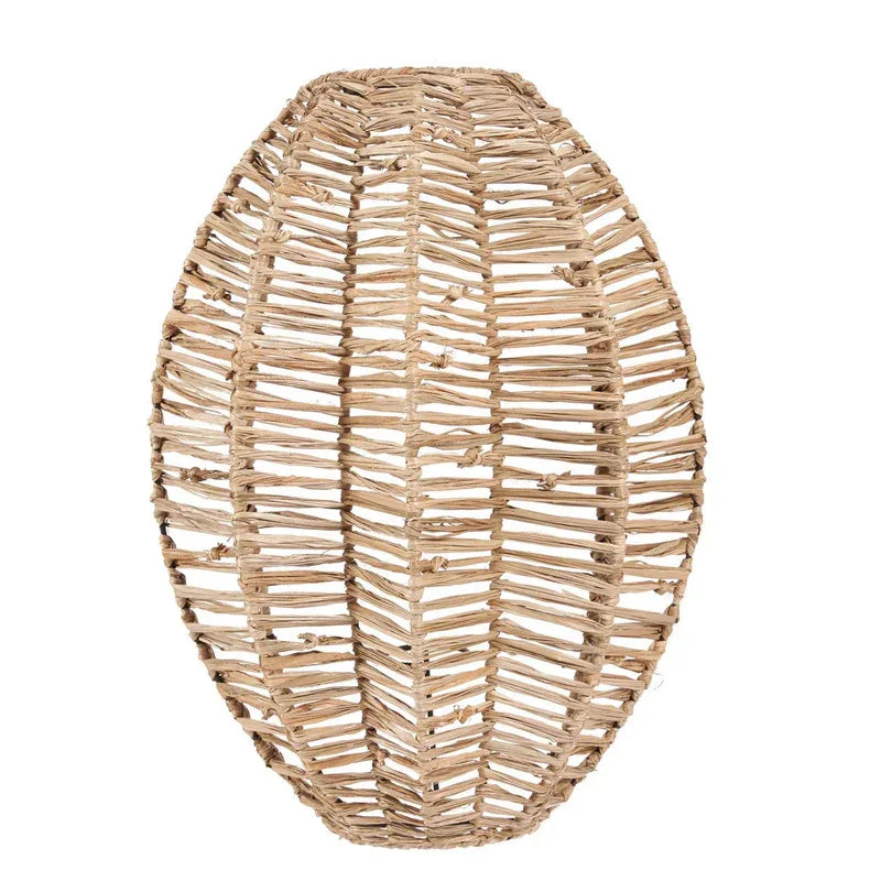 Abat-jour suspendu en rotin naturel de forme ovale allongée pour Applique murale en raphia