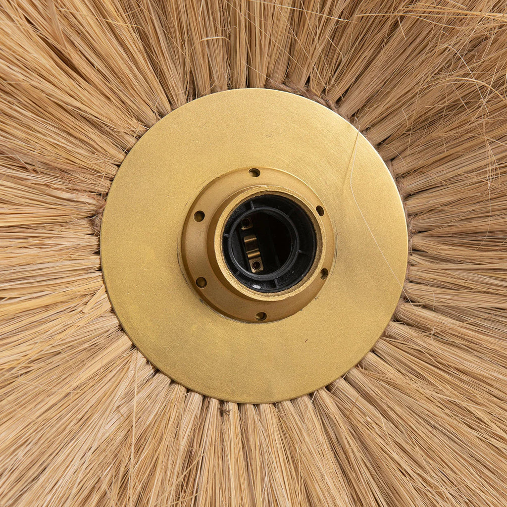 Applique murale ronde en fibres naturelles et métal doré – Ø46 cm