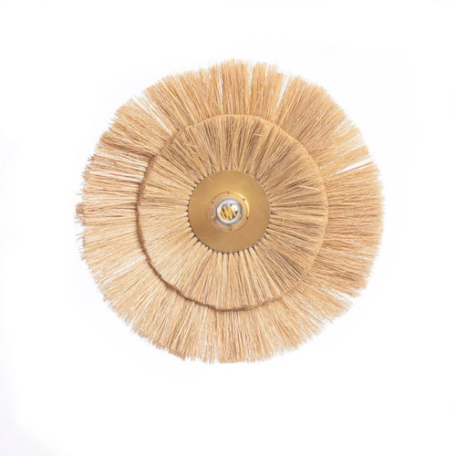 Applique murale ronde en fibres naturelles et métal doré – Ø46 cm
