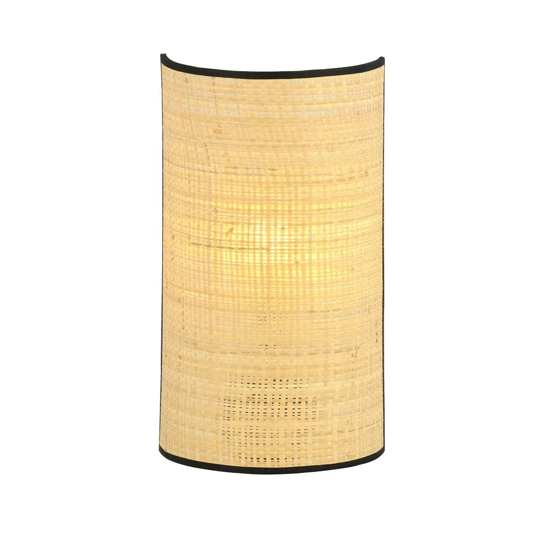 Applique murale en rotin cannage naturel bordures noires H32 cm