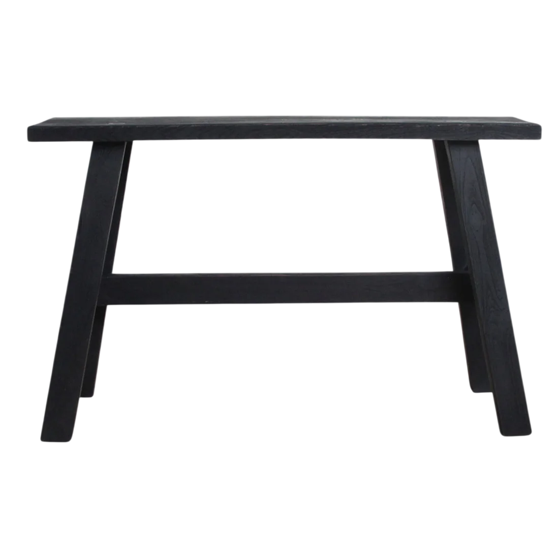 Banc en bois noir recyclé avec pieds en A, 85x20 cm