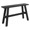 Banc en bois noir recyclé avec pieds en A robustes, 85x20 cm