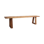 Banc en bois recyclé brun miel avec pieds trapèze, 180x30 cm