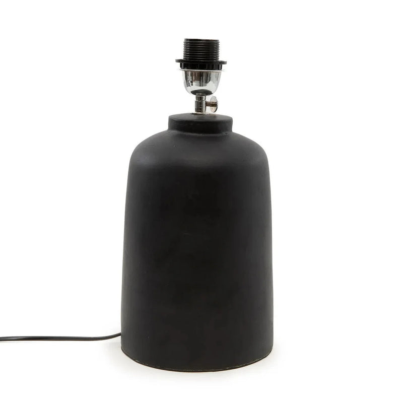 Base de lampe à poser cylindrique en terre cuite noir – H34 cm