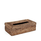 Boîte à mouchoirs en rotin tressé brun naturel rectangulaire