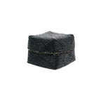 Boîte décorative perlée motif géométrique noir en bambou avec couvercle