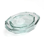Bol décoratif en verre transparent origami bleu oval