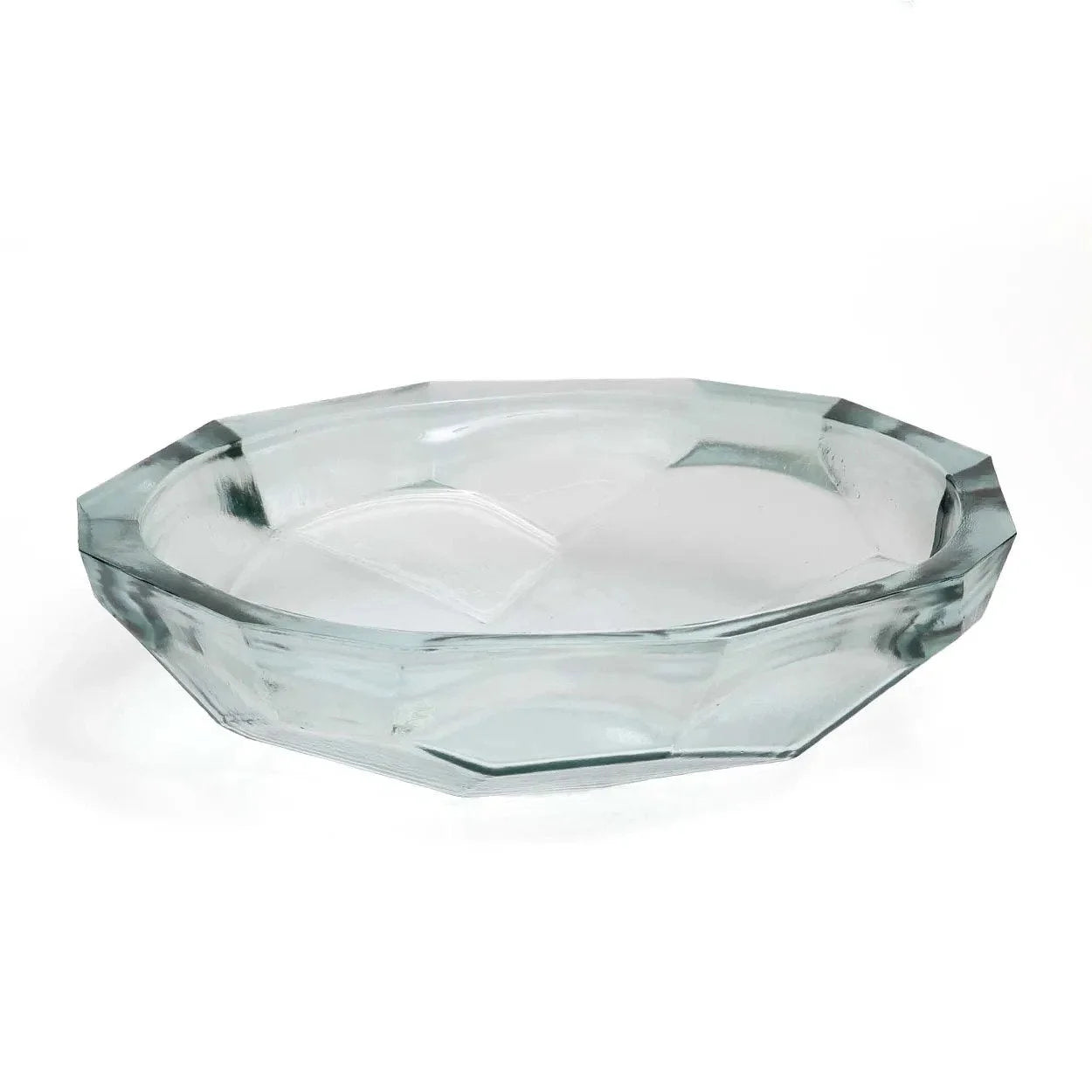 Bol décoratif en verre transparent origami bleu oval