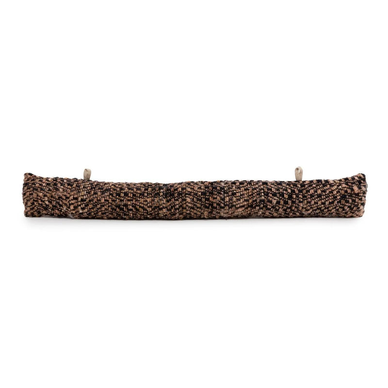 Boudin de porte en coton tressé noir et beige avec passants – 80x10 cm