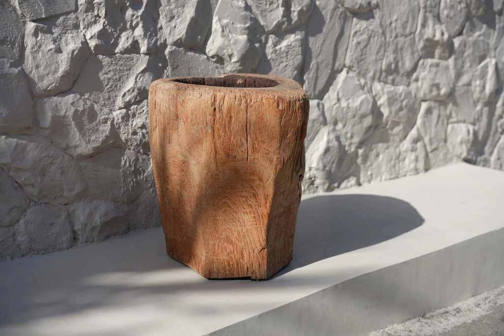 Bougie tronc en bois brut naturel aspect rustique