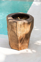 Bougie tronc en bois brut naturel aspect rustique
