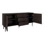 Buffet bas en bois noir à lattes horizontales 150x40 cm