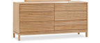 Commode en bois clair japandi minimaliste 173x46 cm avec miroir
