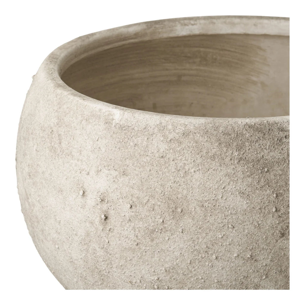 Cache-pot rond en céramique effet pierre gris clair texturé, Ø26 cm