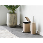Paire de cache-pots en métal effet béton beige grisé, intérieur noir