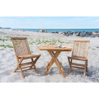 Table pliante en teck naturel avec 2 chaises pliables assorties