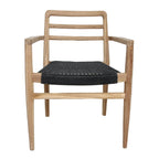 Paire de chaises de jardin en teck recyclé et corde noire avec accoudoirs