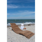 Chaise longue asymétrique en teck ondulé 160x50 cm