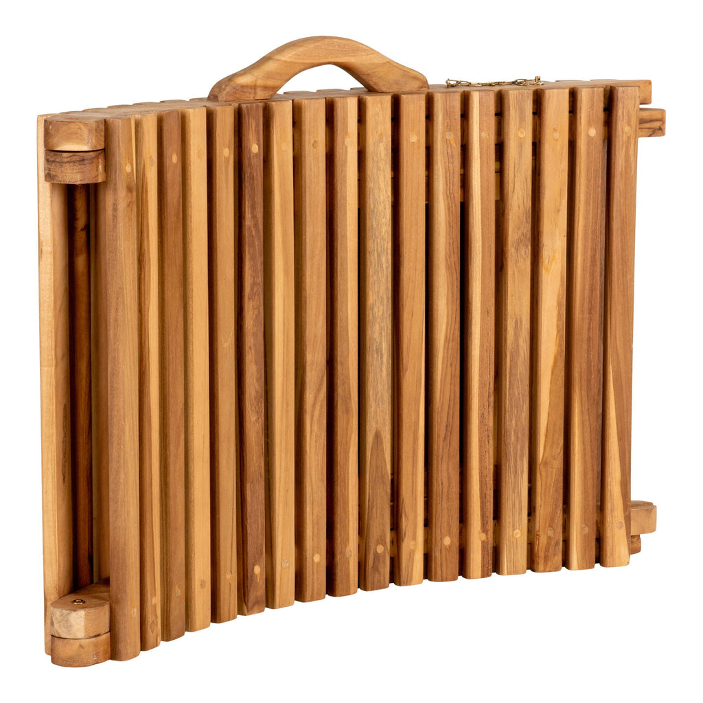 Chaise longue asymétrique en teck ondulé 160x50 cm