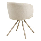 Lot de 2 chaises pivotantes en tissu bouclé sable avec pieds métal clair