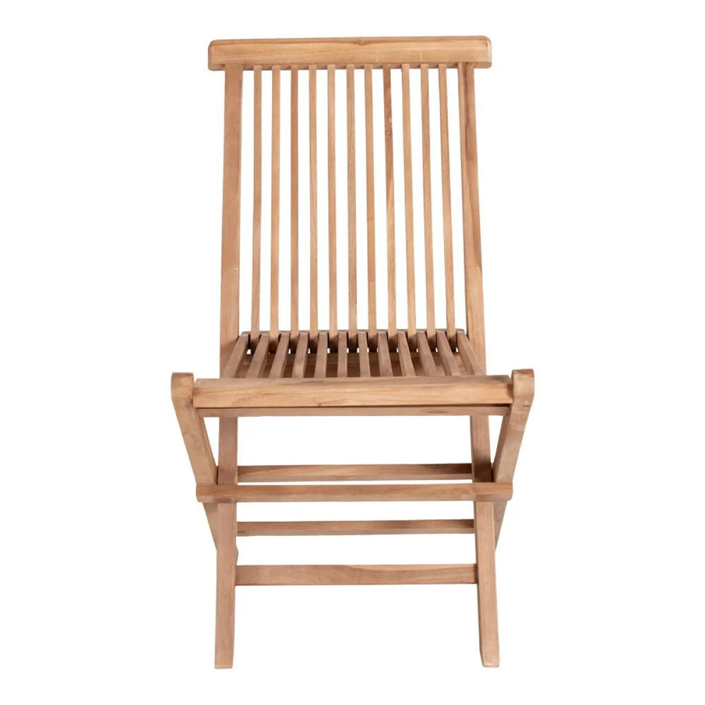 Chaise pliante en teck clair à lattes verticales, lot de 2
