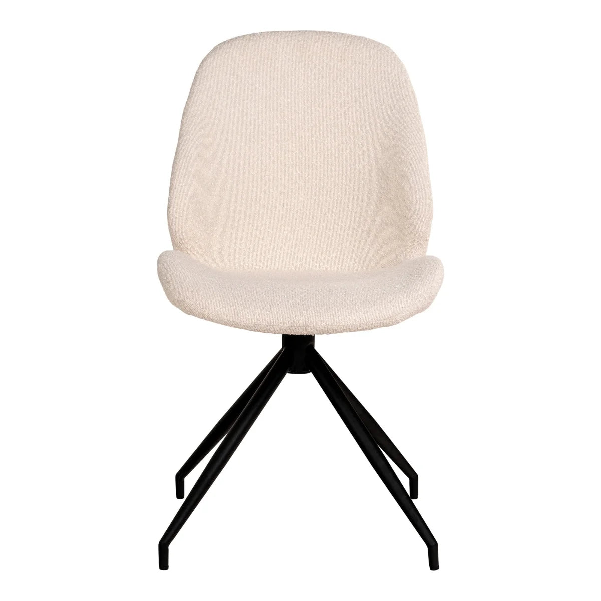 Chaise bouclée crème pieds noirs métal set de 2