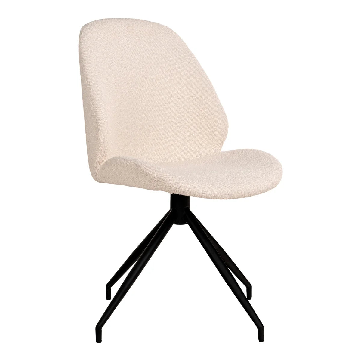 Chaise bouclée crème pieds noirs arrondis, set de 2