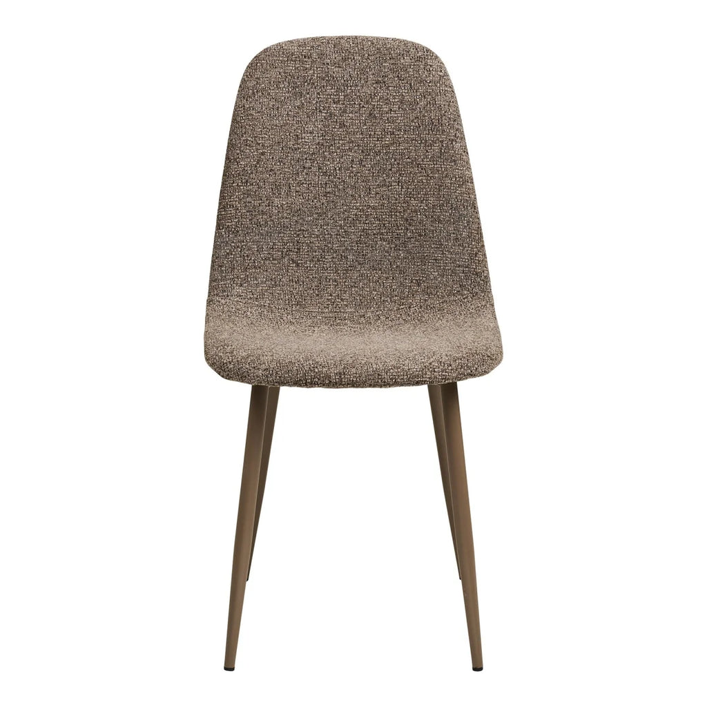 Chaise de salle à manger bouclée taupe beige avec pieds métal, set de 2