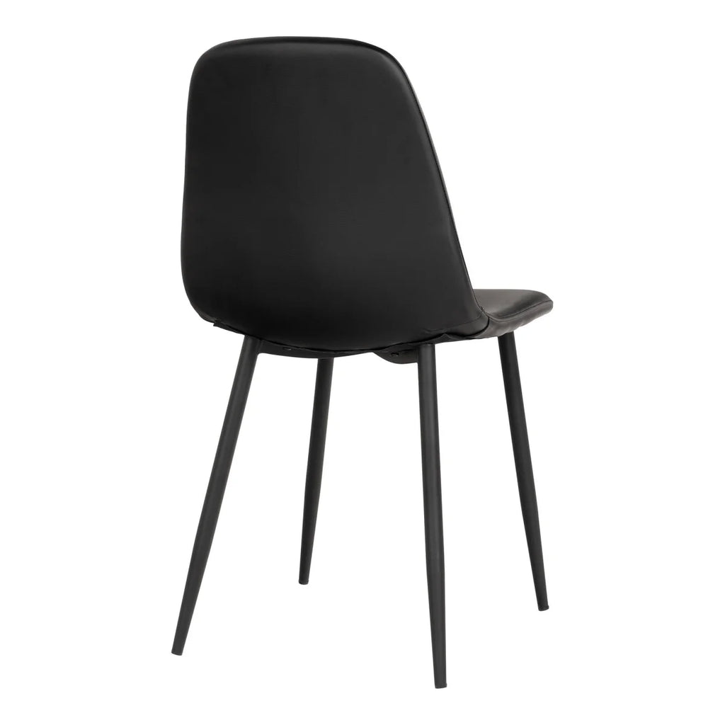 Chaise de salle à manger noire en simili cuir avec pieds fuselés noirs