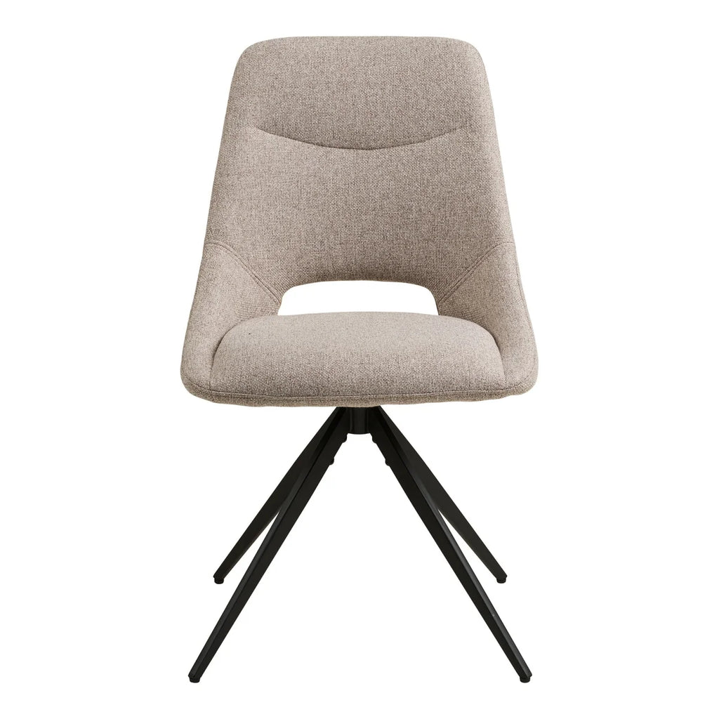 Chaise de salle à manger beige chiné, piétement noir étoilé, set de 2