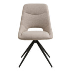 Chaise de salle à manger beige chiné, piétement noir étoilé, set de 2