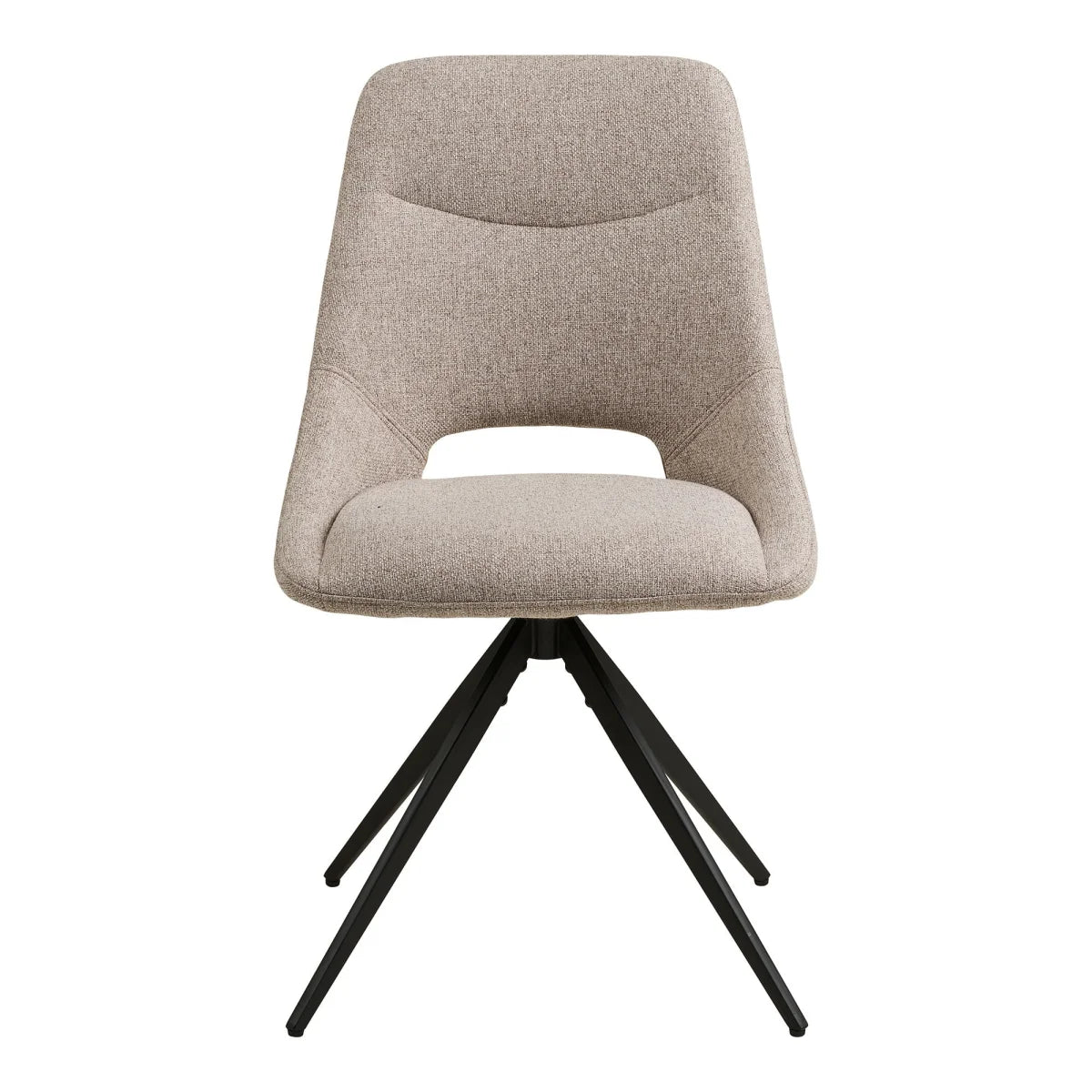 Chaise de salle à manger beige chiné, piétement noir étoilé, set de 2