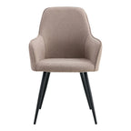 Chaise taupe tissu accoudoirs pieds métal noir set de 2