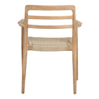 Chaises de jardin en teck clair avec assise et dossier tressés, lot de 2