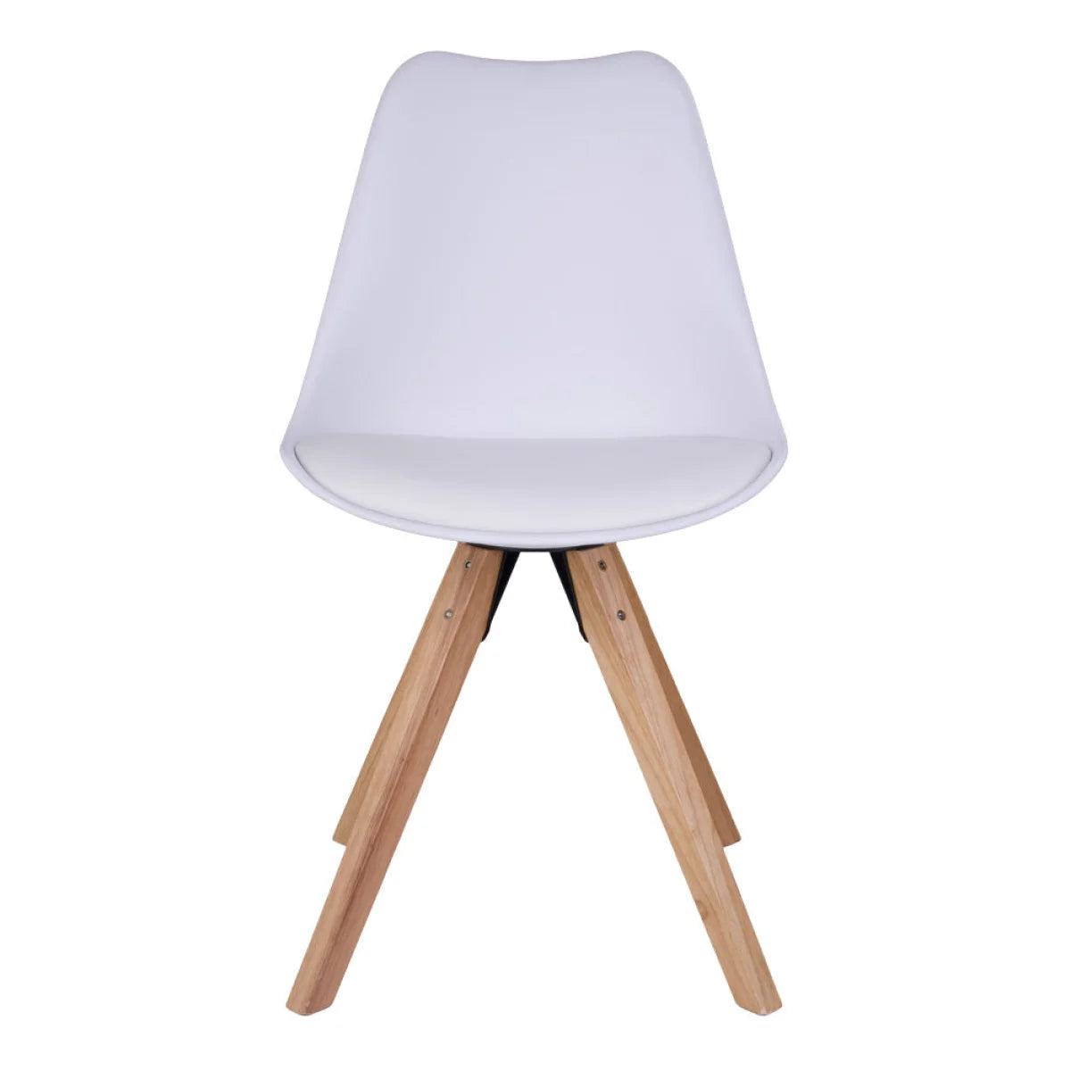 Chaise blanche moulée plastique pieds bois clair set de 2