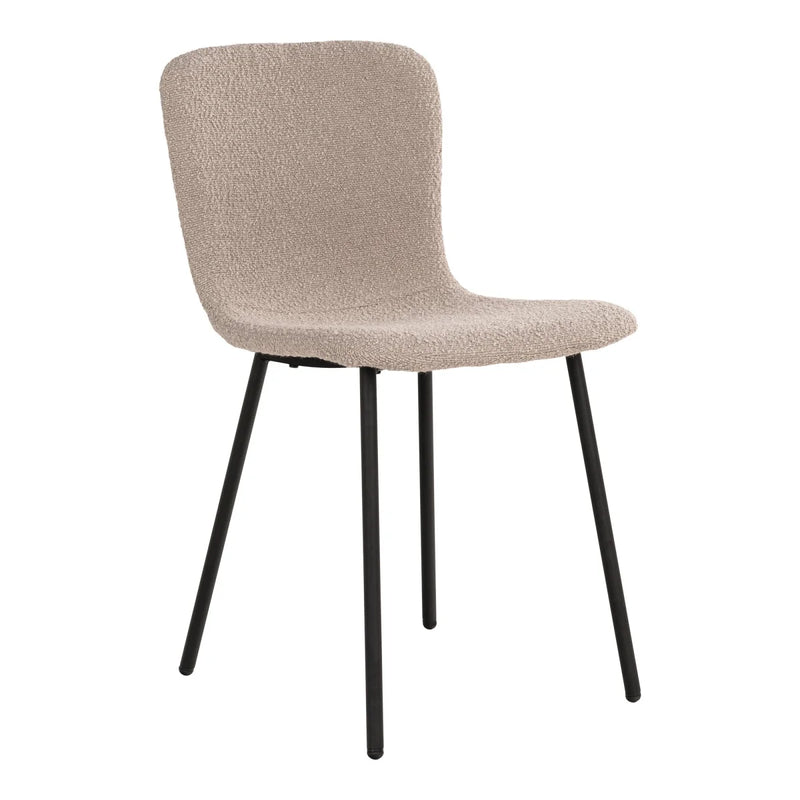 Chaises en tissu bouclé beige avec pieds noirs - Lot de 4