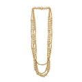 Collier décoratif en perles de bois naturel beige multi-brins
